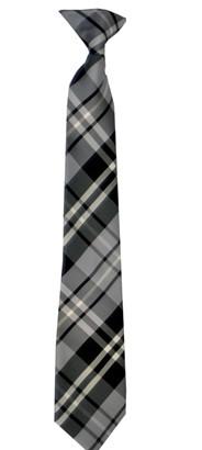 Boys Gray Plaid Clip On Necktie-Boys Neckties-ABC Fashion