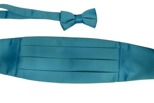 Boys Turquoise Cummerbund and Bow Tie Set-Boys Cummerbund-ABC Fashion