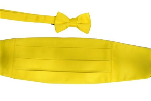 Boys Yellow Cummerbund and Bow Tie Set-Boys Cummerbund-ABC Fashion