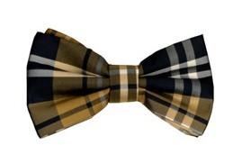 Brown/Black Plaid Bow Ties with Matching Pocket Squares-Men's Bow Ties-ABC Fashion