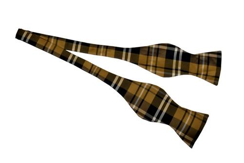 Brown/Black Self Tie Plaid Bow Ties-Men's Bow Ties-ABC Fashion