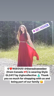 Burgundy Long Applique Chiffon Dress by Elizabeth K GL2417