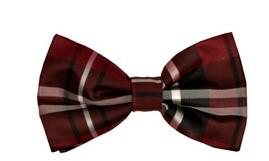 Burgundy/Black Plaid Bow Ties with Matching Pocket Squares-Men's Bow Ties-ABC Fashion