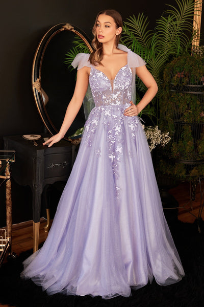 Butterfly Applique Tulle Gown by Ladivine CB097