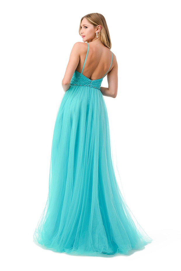 Butterfly Beaded A-line Slit Gown by Coya L2760F