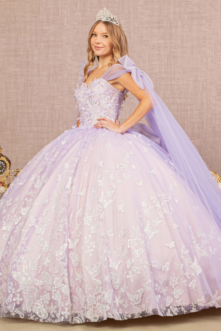 Butterfly Ribbon Sleeve Ball Gown by Elizabeth K GL3175