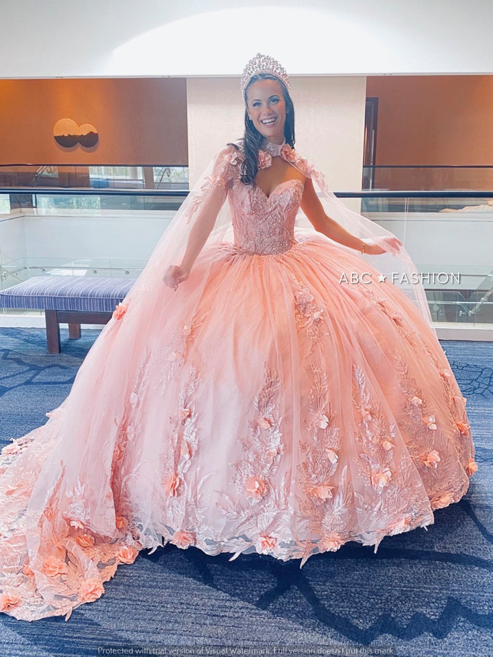 Cape Quinceanera Dress by House of Wu 26015