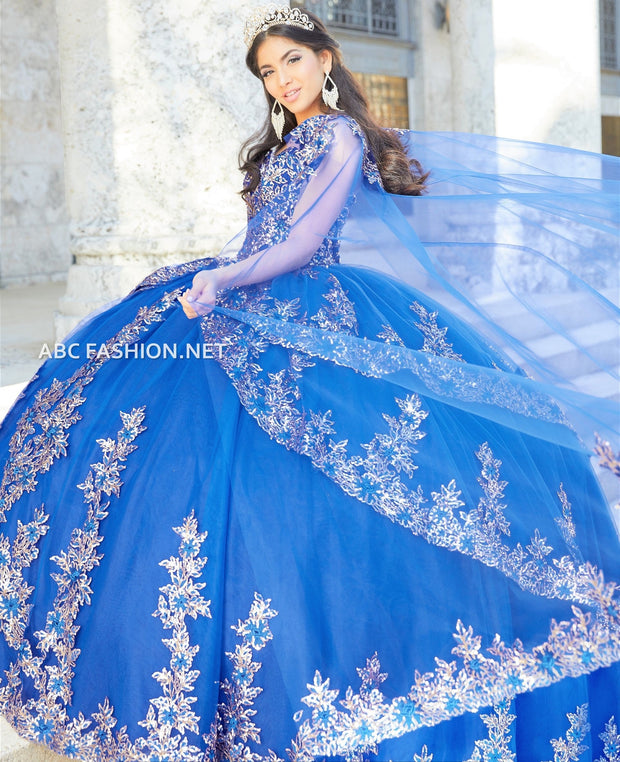 Cape Quinceanera Dress by House of Wu 26033C