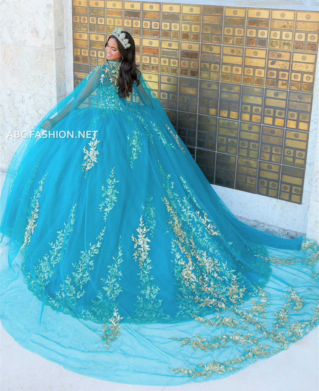 Cape Quinceanera Dress by House of Wu 26035C