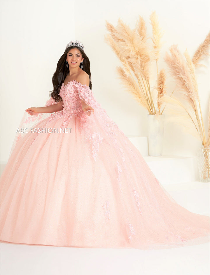 Cape Sleeve Quinceanera Dress by Fiesta Gowns 56454