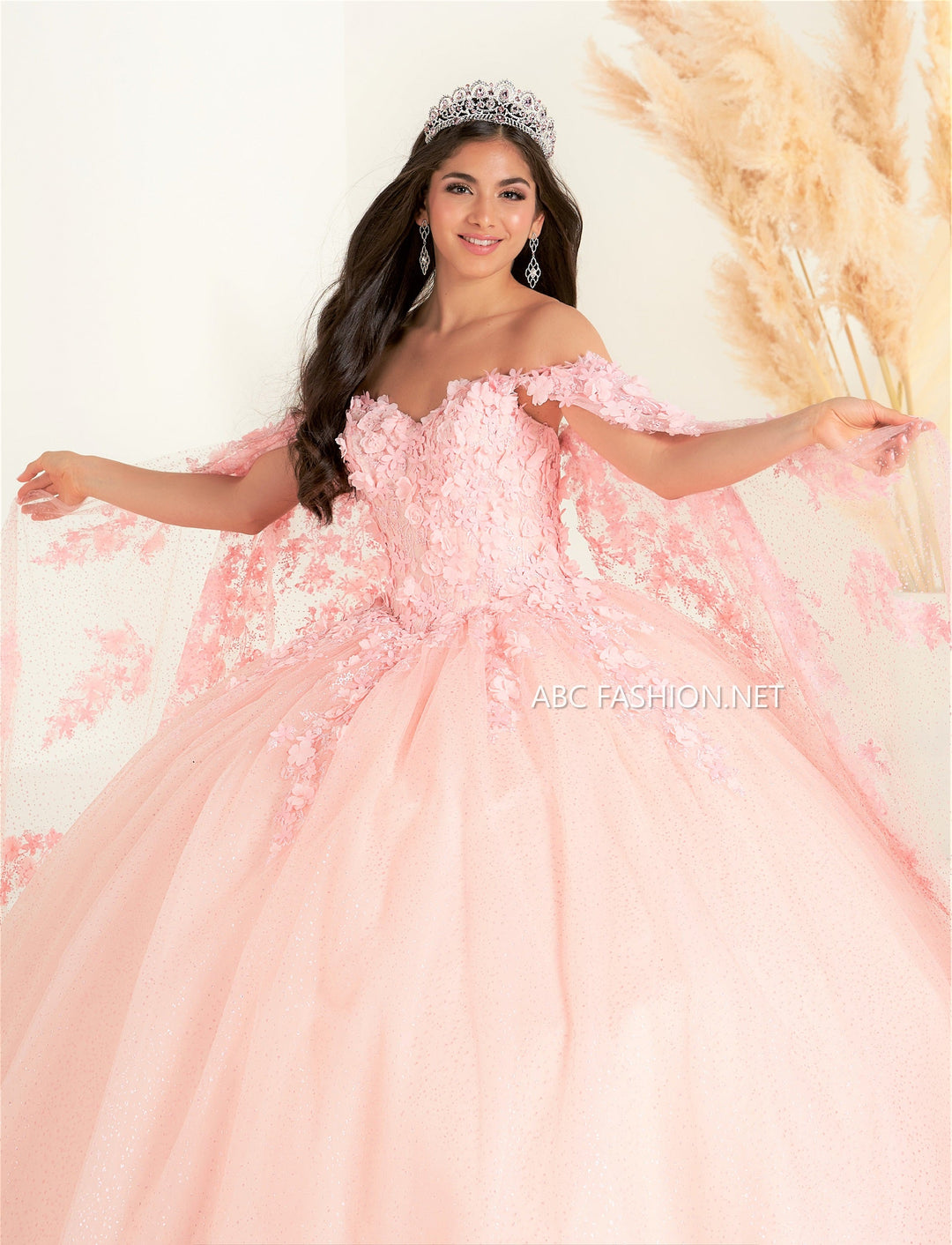 Cape Sleeve Quinceanera Dress by Fiesta Gowns 56454