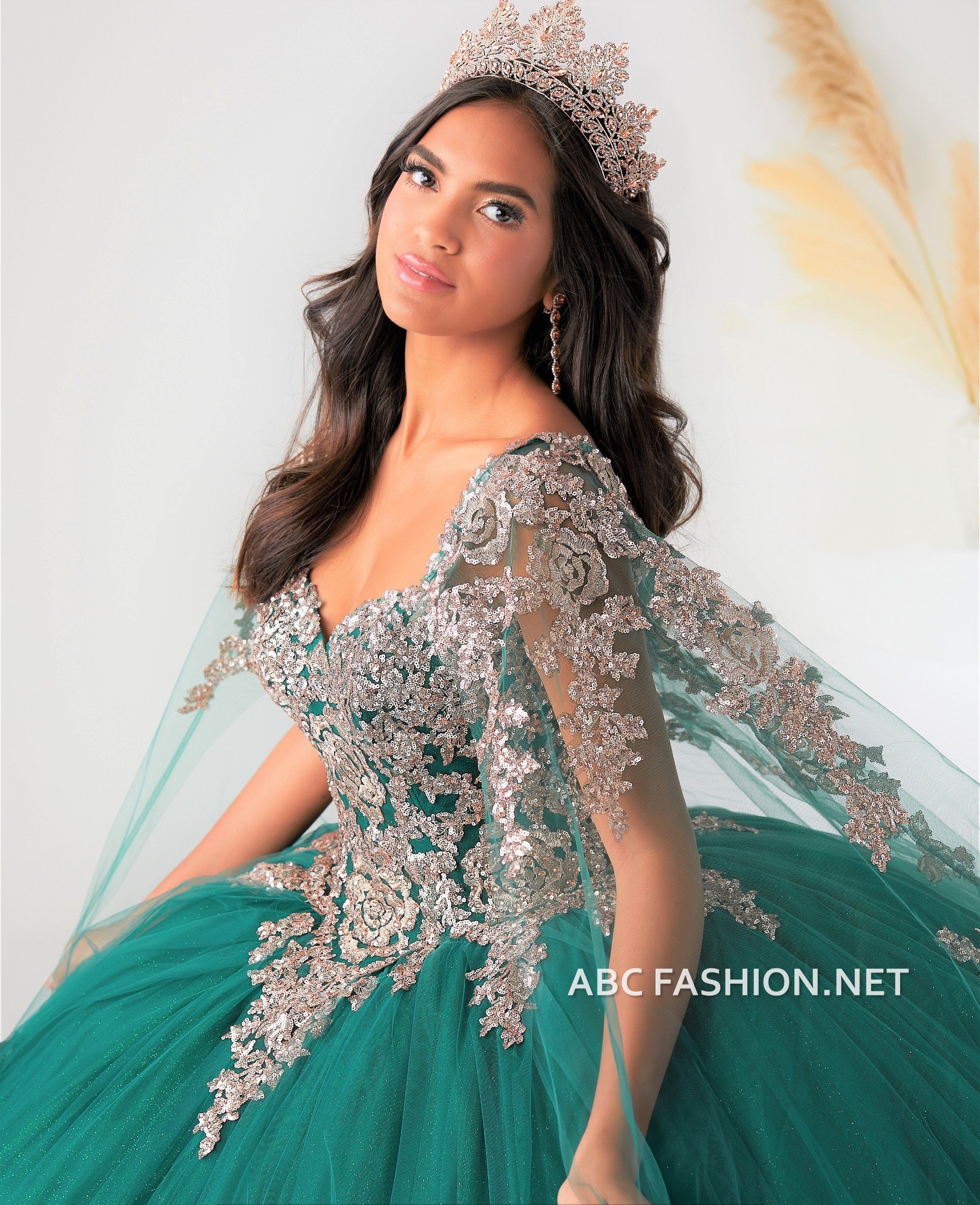 Cape Sleeve Quinceanera Dress by House of Wu 26028C – ABC