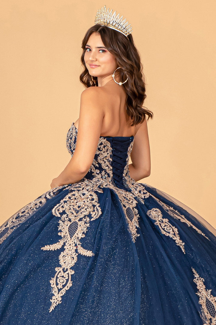 Cape Strapless Glitter Ball Gown by Elizabeth K GL3078