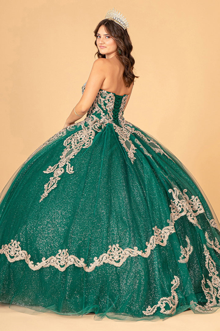 Cape Strapless Glitter Ball Gown by Elizabeth K GL3078