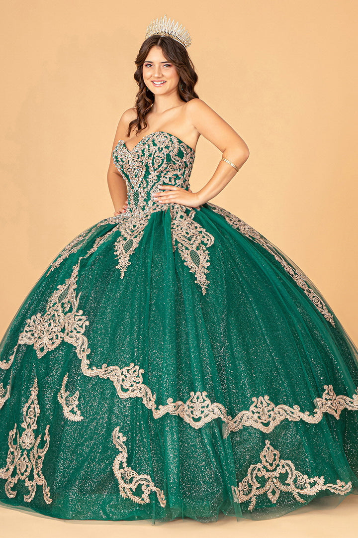 Cape Strapless Glitter Ball Gown by Elizabeth K GL3078