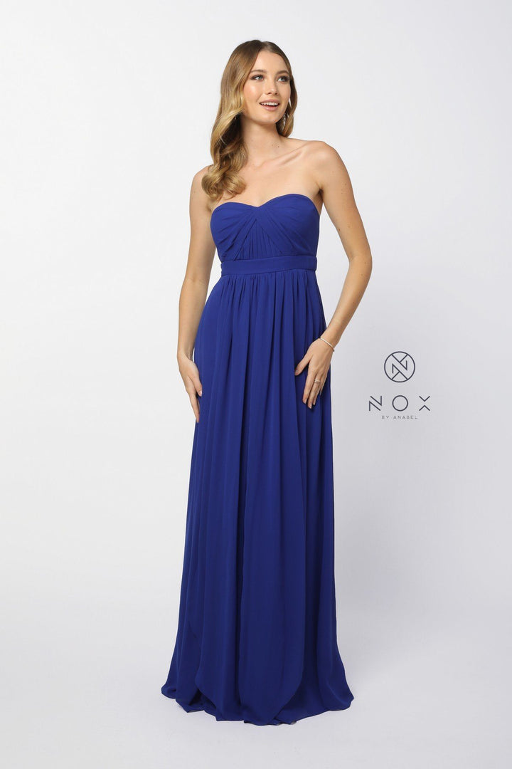 Chiffon Long Convertible Sweetheart Dress by Nox Anabel 7124-Long Formal Dresses-ABC Fashion