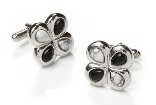 Clover Shaped Silver Cufflinks - Novelty-Men's Cufflinks-ABC Fashion
