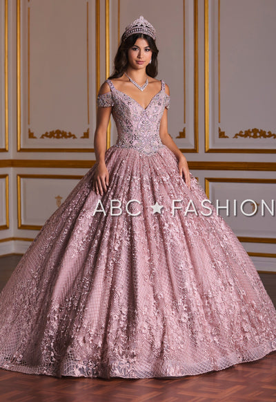 Cold Shoulder Floral Lace Quinceanera Dress by House of Wu 26930-Quinceanera Dresses-ABC Fashion