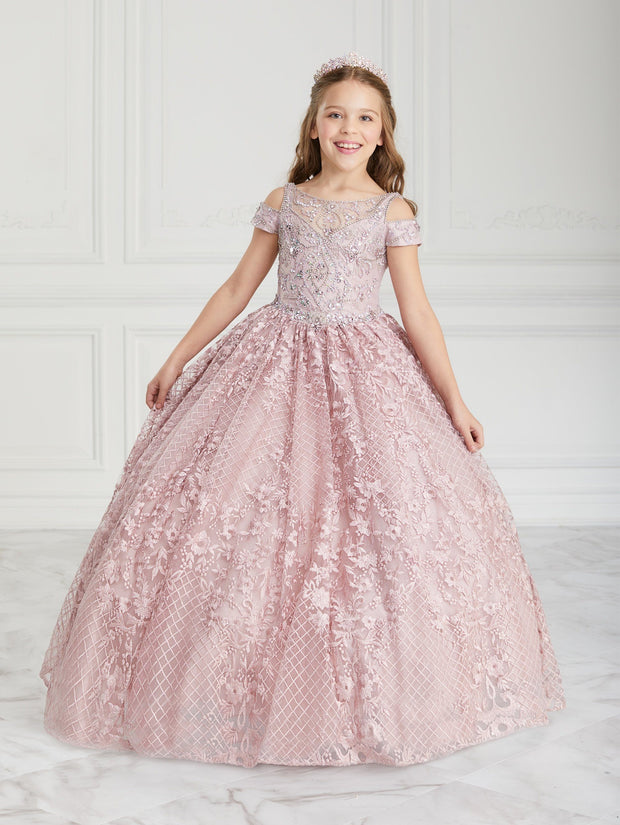 Cold Shoulder Floral Lace Quinceanera Dress by House of Wu 26930