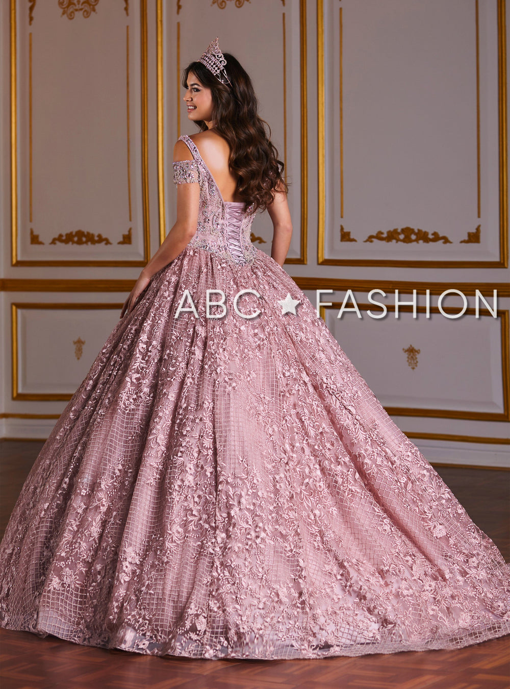 Cold Shoulder Floral Lace Quinceanera Dress by House of Wu 26930-Quinceanera Dresses-ABC Fashion