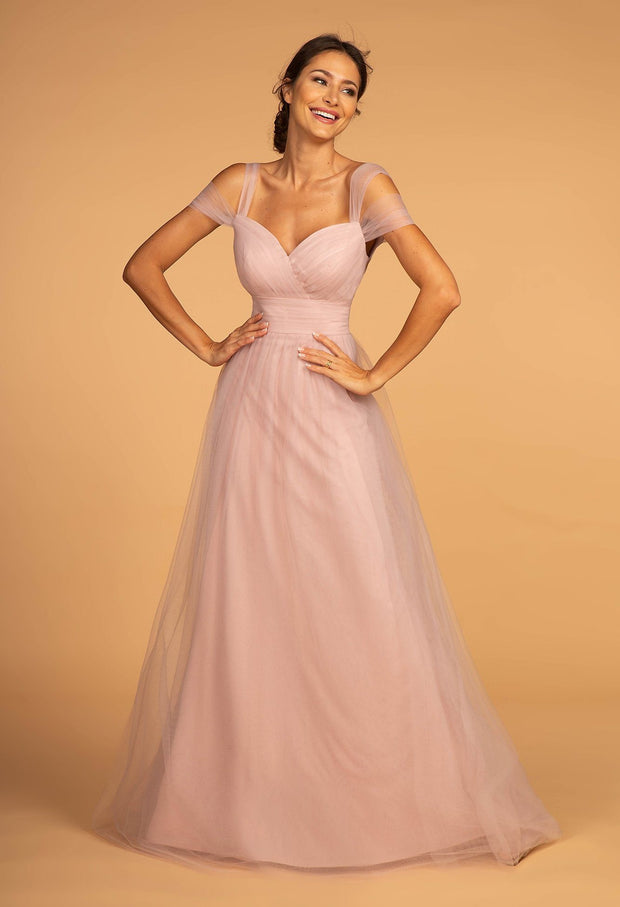 Cold Shoulder Long Tulle Dress by Elizabeth K GL2610-Long Formal Dresses-ABC Fashion