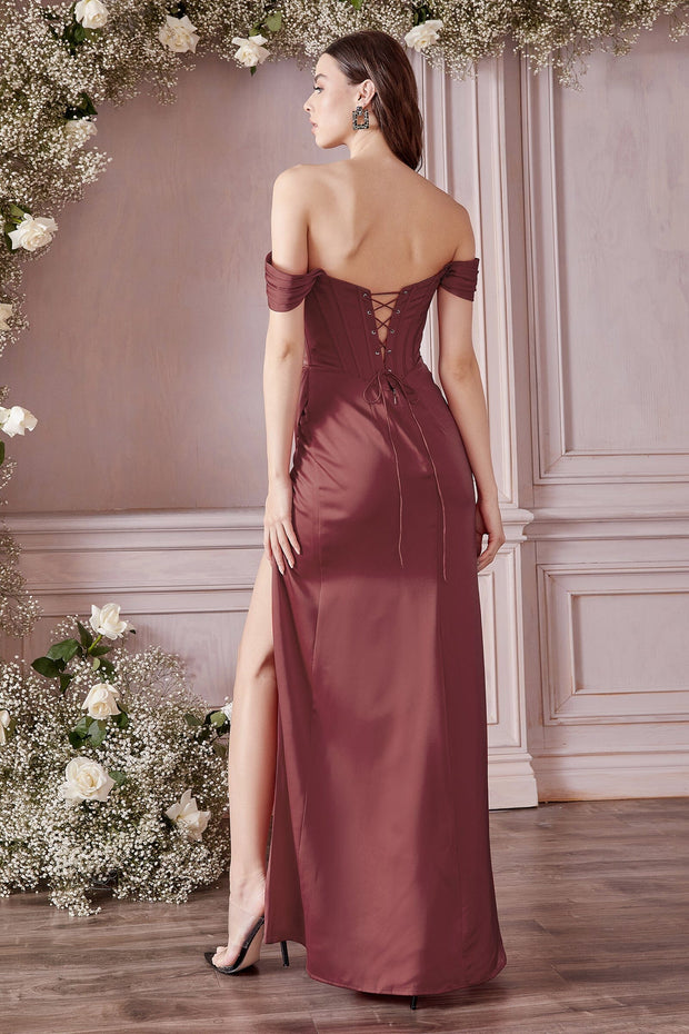 Corset Satin Gown by Cinderella Divine 7484 - Outlet