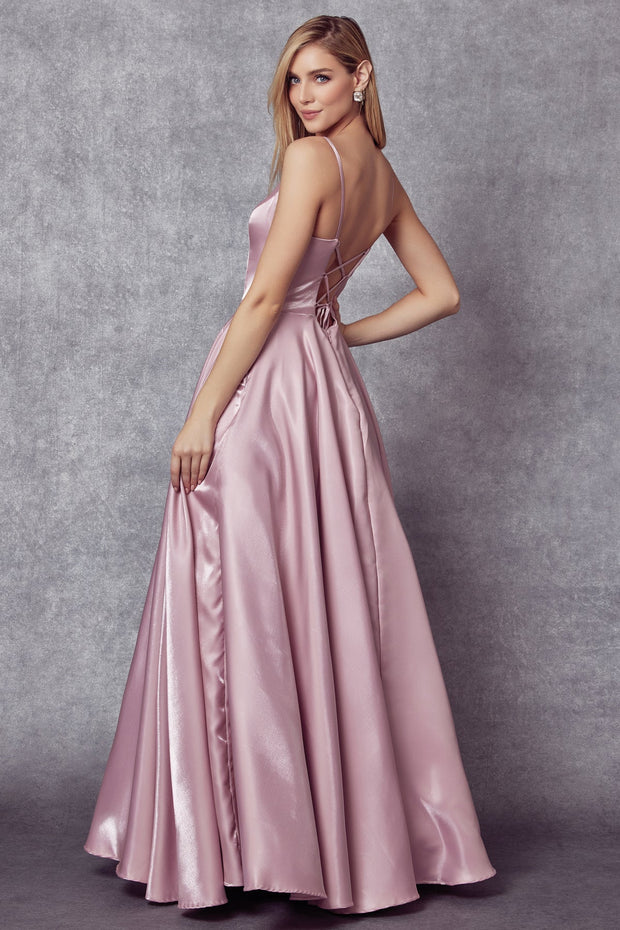 Corset Style V-Neck Gown by Juliet 223