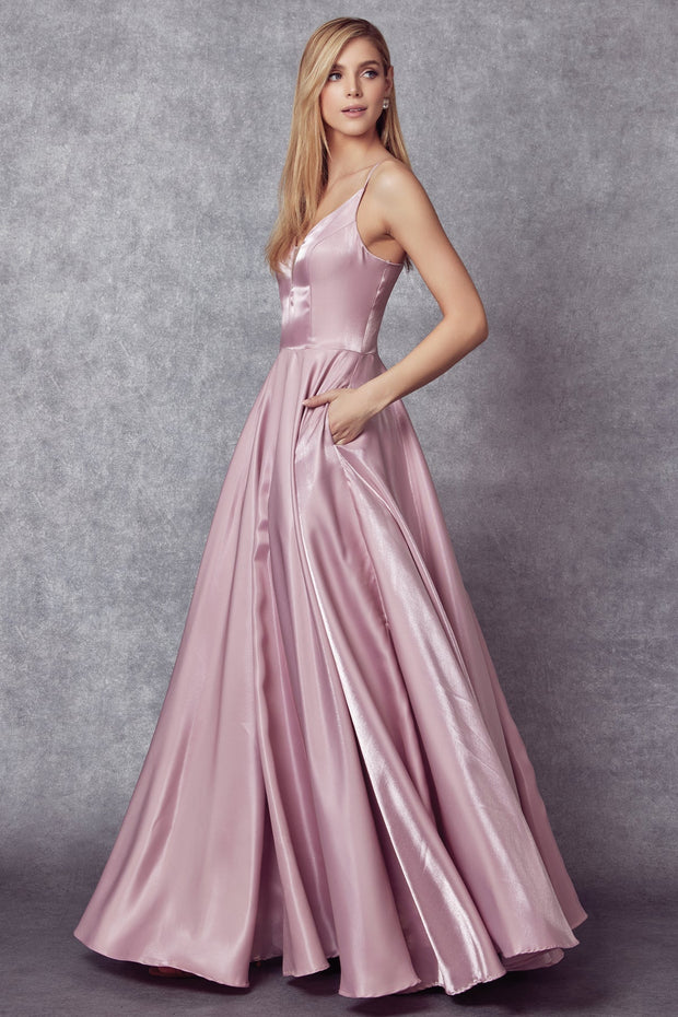 Corset Style V-Neck Gown by Juliet 223