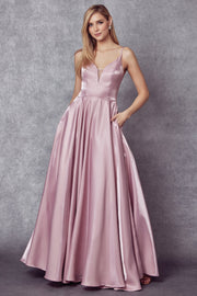 Corset Style V-Neck Gown by Juliet 223