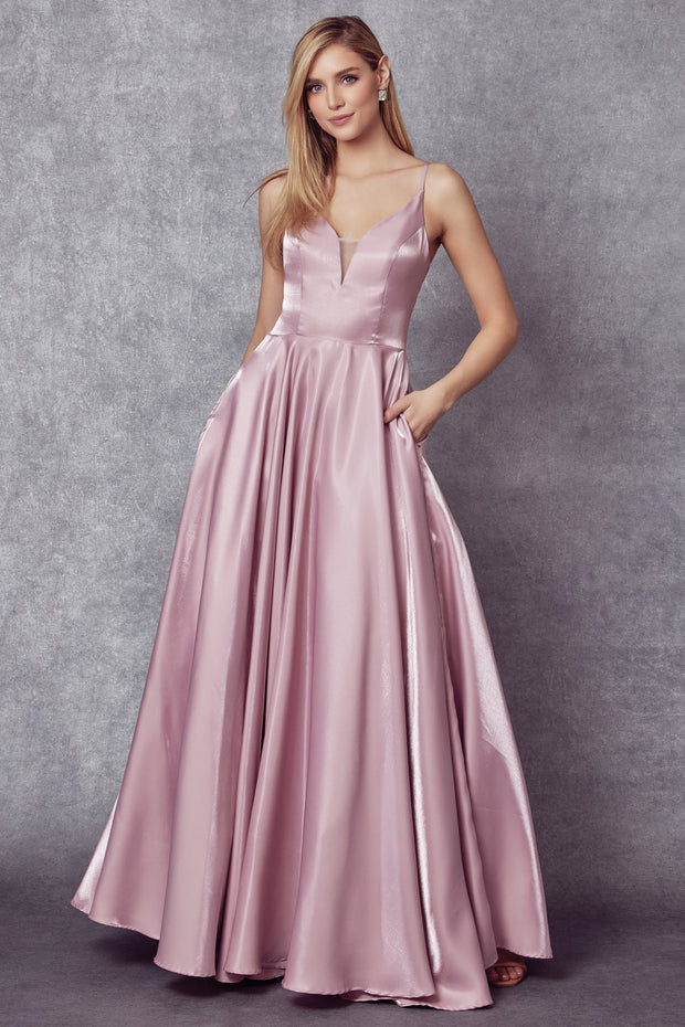 Corset Style V-Neck Gown by Juliet 223