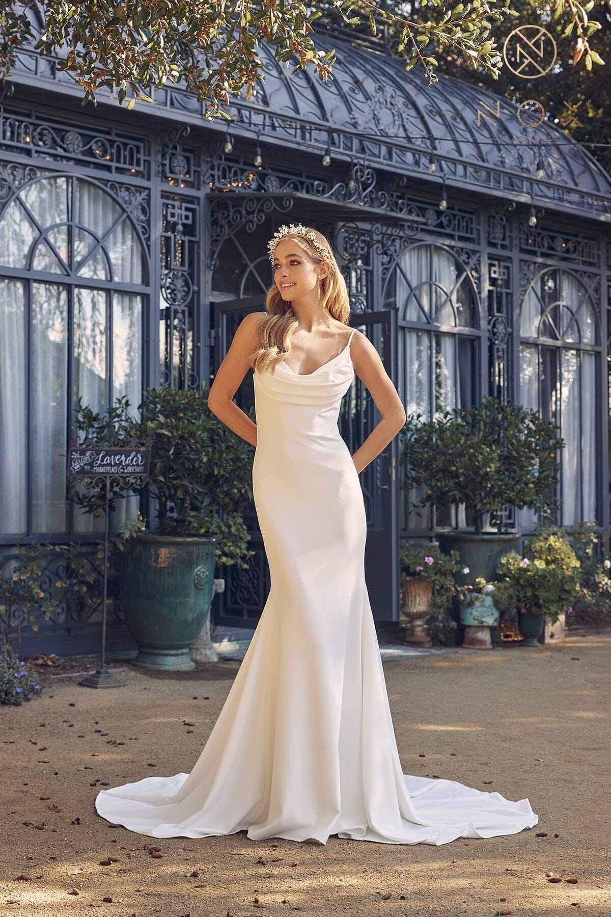 YILON　イロン　NOBLE MERMAID DRESS　チャコープ Cowl Mermaid Wedding Dress by Nox Anabel JE954 – ABC Fashion