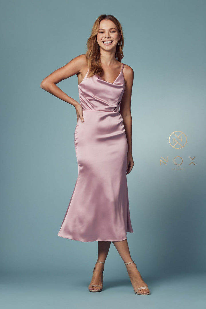 Cowl Neck Midi Dress by Nox Anabel R1027
