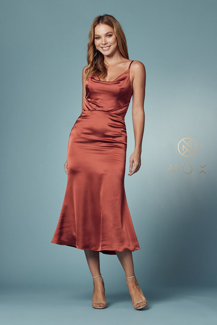 Cowl Neck Midi Dress by Nox Anabel R1027