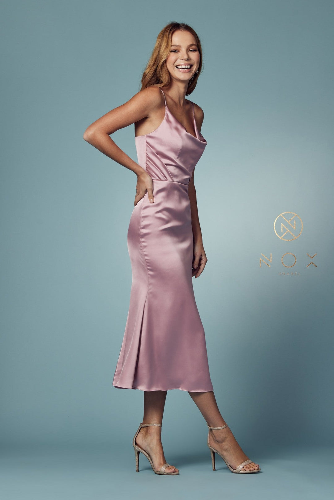 Cowl Neck Midi Dress by Nox Anabel R1027