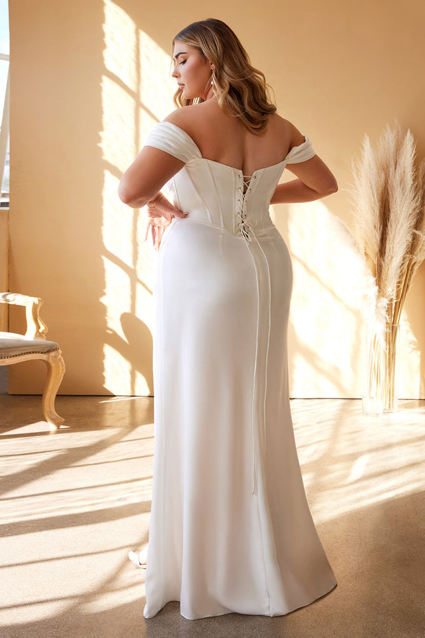Curve Corset Satin Bridal Gown by Cinderella Divine 7484WC