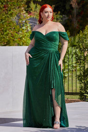 Curve Fitted Off Shoulder Glitter Gown by Ladivine CD878C