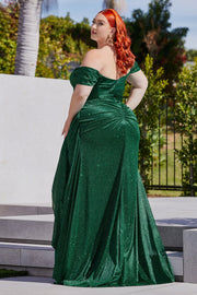 Curve Fitted Off Shoulder Glitter Gown by Ladivine CD878C