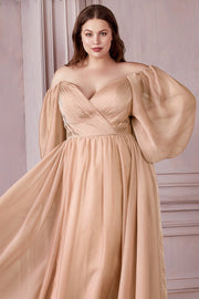 Curve Long Sleeve Chiffon Gown by Cinderella Divine CD243C
