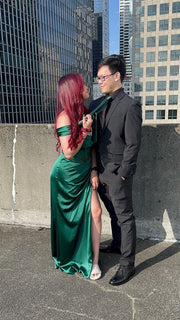 Curve Satin Off Shoulder Corset Gown by Ladivine 7492C