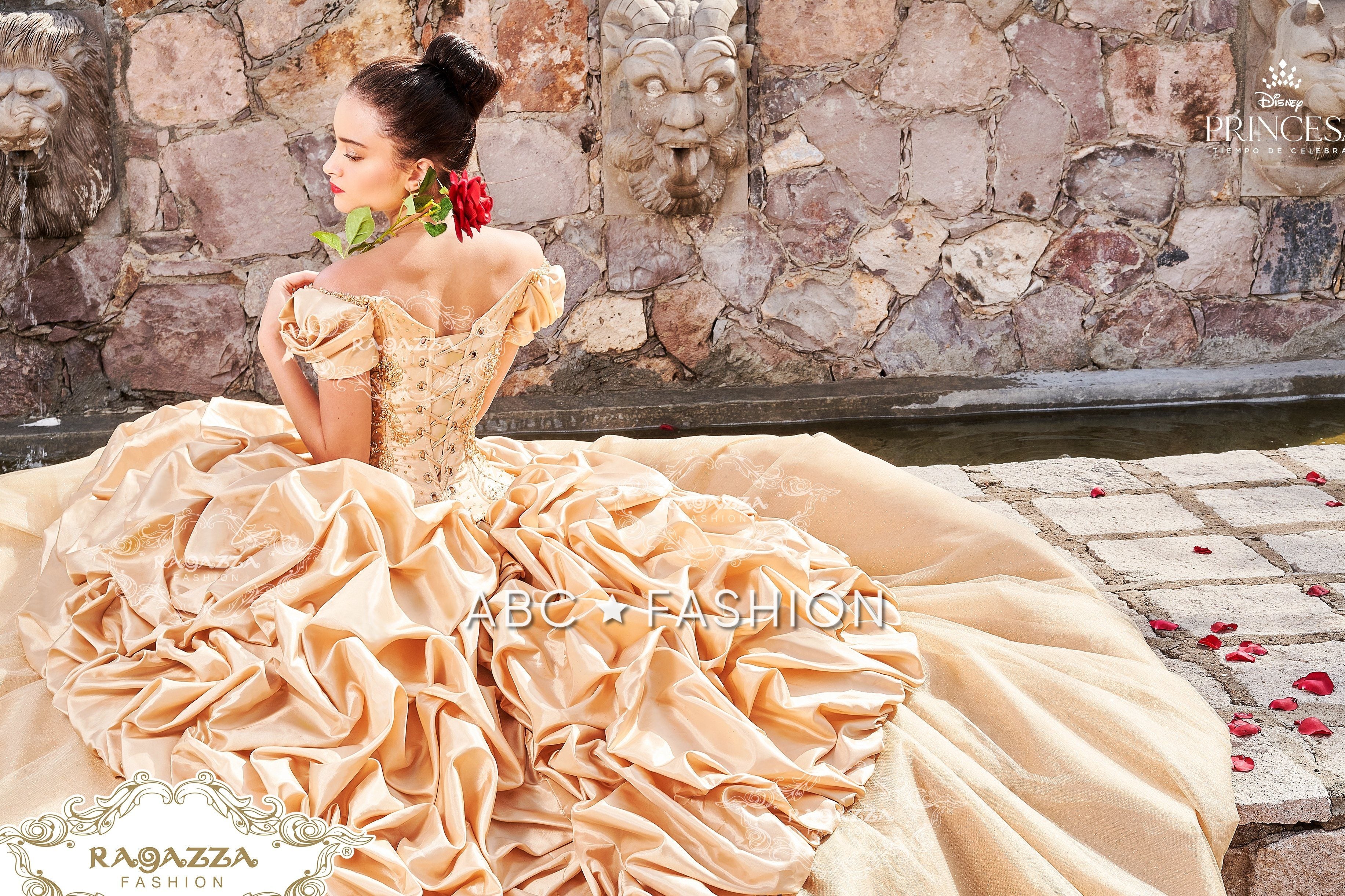 Gold Off Shoulder Quinceanera Dress by Ragazza D68-568 – ABC Fashion