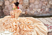 Gold Off Shoulder Quinceanera Dress by Ragazza D68-568