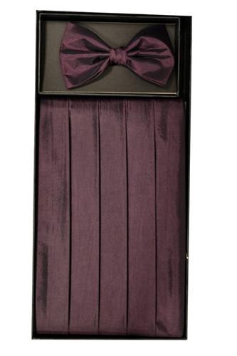 Eggplant Polyester Cummerbund and Bow Tie Set-Men's Cummerbund-ABC Fashion