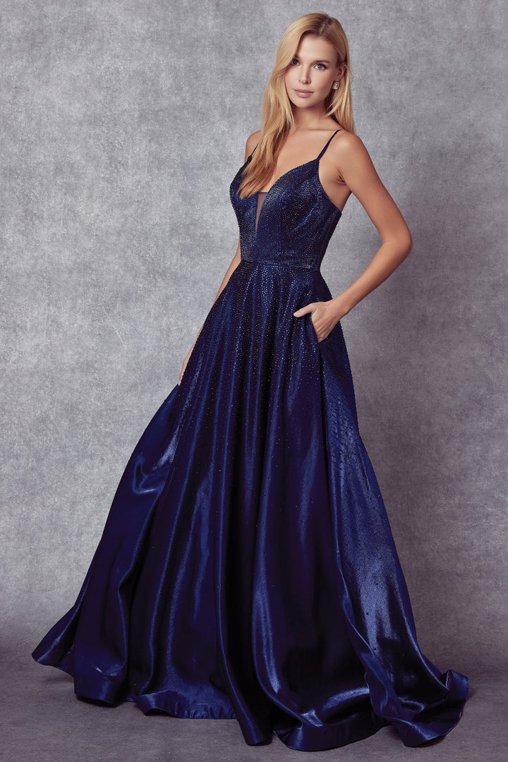 Embellished A-line Sleeveless Gown by Juliet 269