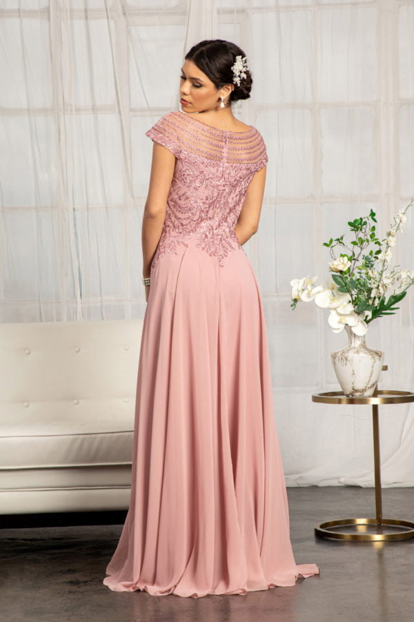 Embellished Cap Sleeve Chiffon Gown by Elizabeth K GL3065