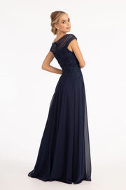 Embellished Cap Sleeve Chiffon Gown by Elizabeth K GL3065