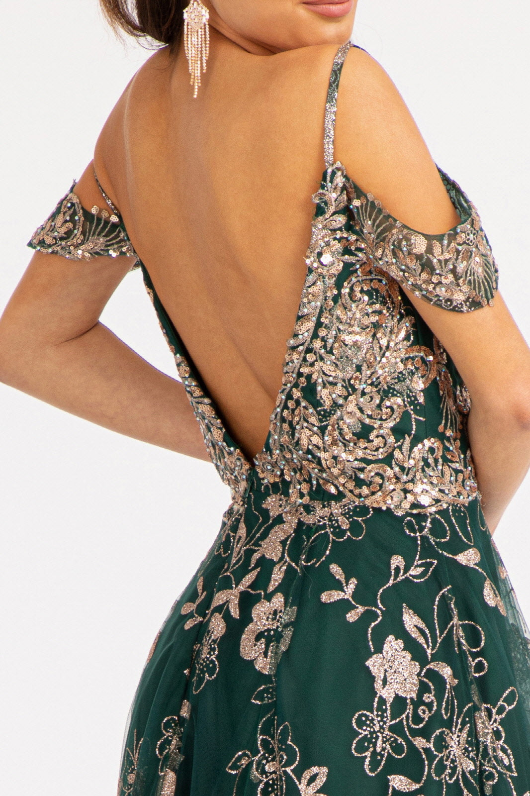 Embellished Cold Shoulder Gown by Elizabeth K GL3070