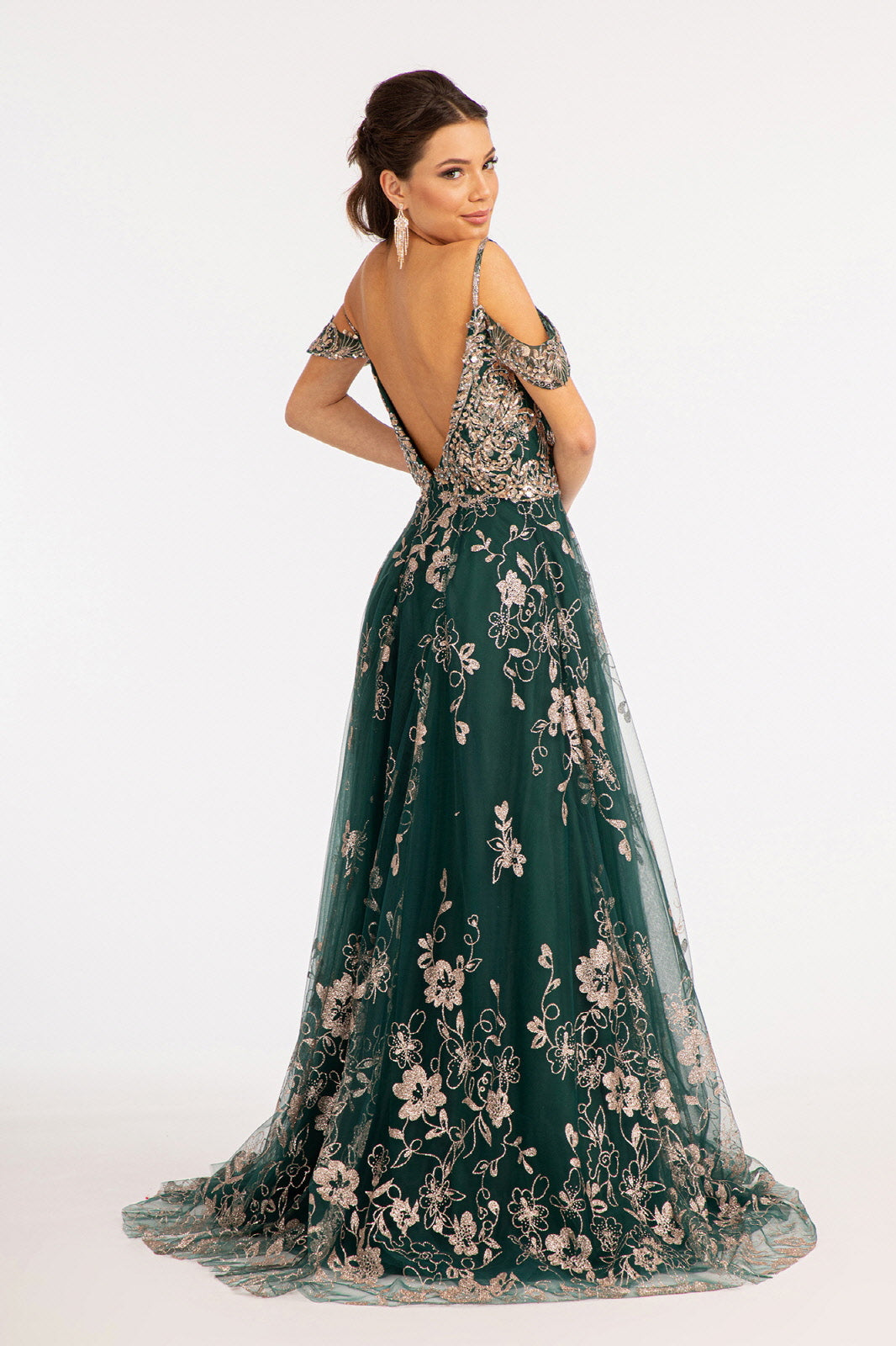 Embellished Cold Shoulder Gown by Elizabeth K GL3070