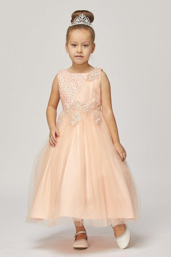 Embellished Girls Sleeveless Tulle Dress by Cinderella Couture 5009-Girls Formal Dresses-ABC Fashion