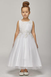 Embellished Girls Sleeveless Tulle Dress by Cinderella Couture 5009-Girls Formal Dresses-ABC Fashion