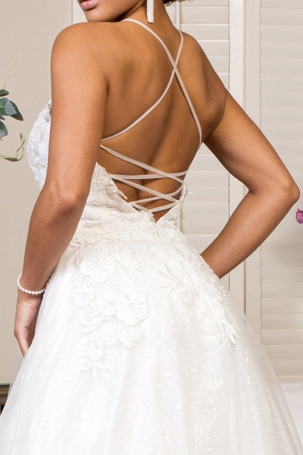 Embellished Lace Up Bridal Gown by Elizabeth K GL1916